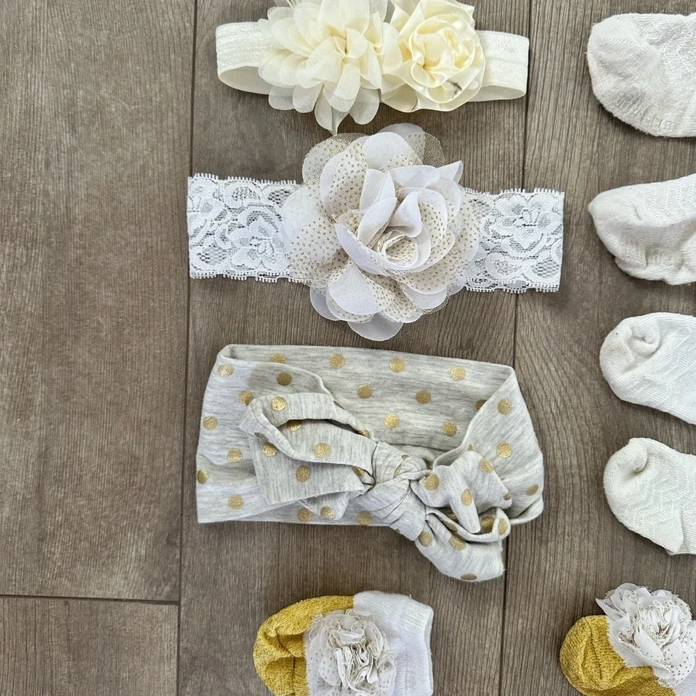 Baby girl elegant accessory lot  headband lacey bows, socks
